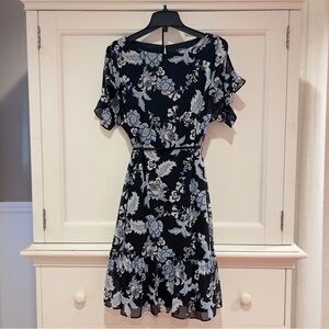 Ralph Lauren Black and Blue Floral Dress